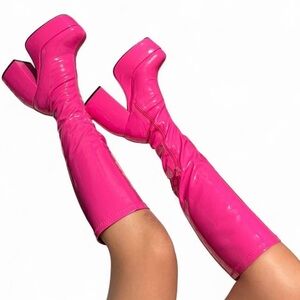 Fucsia Knee-High Women's Platform Boots 💕🫦